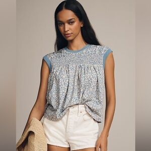 By Anthropologie Smocked Yoke Top. Great condition.